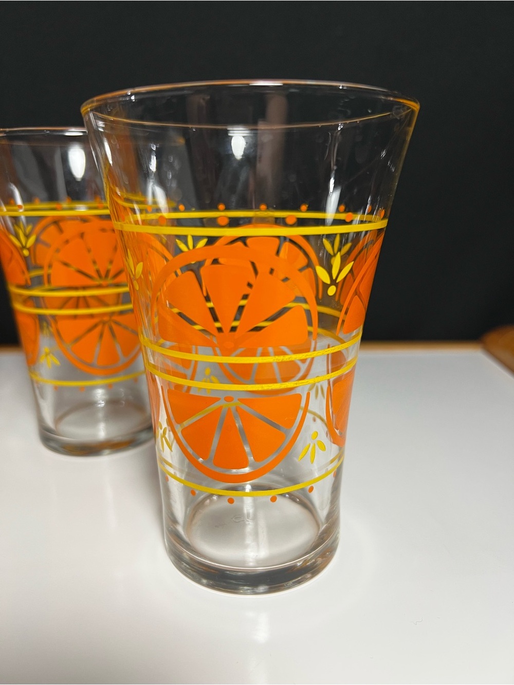 Vintage Libbey Mid Century Orange Slice Juice Glasses 6. - Picture 3 of 5